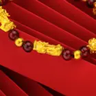 Women's 24K Gold (AU999) Pi Xiu Prayer Bead Bracelet | Matte-Gilt Two-Tone Pi Xiu, Chiseled Heart Sutra on Fortune Beads 5