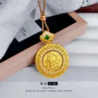New Chinese style 9999 24K real gold hollow filament point diamond rotatable yellow wealth god compass pendant rope necklace 4