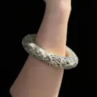 Mai Chuang/Tibetan Silver Chinese Zodiac Embossed Dragon and Phoenix Bangle Accessories Exquisite for Men and Women Couple Gift 4