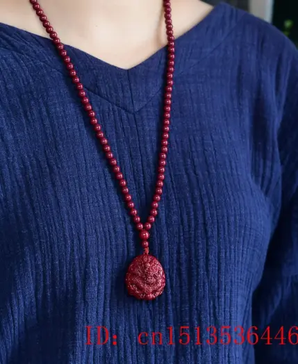 Fashion Cinnabar Jade Dragon Ball Pendant 108 Beads Necklace Jewellery Chinese Healing Women Man Luck Gift Sweater Chain 2 Fashion Cinnabar Jade Dragon Ball Pendant 108 Beads Necklace Jewellery Chinese Healing Women Man Luck Gift Sweater Chain 2