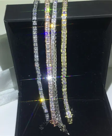 Trendy Princess cut Lab Diamond Bangle Bracelet 14K Gold Engagement Wedding Bracelets For Women Bridal Tennis Party Jewelry Gift 3