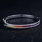 Platinum Plated Cuff Bracelet Cubic Zirconia Rainbow Gradient Jewelry Gift for Women Her Wedding Anniversary Luxury Jewelry 3