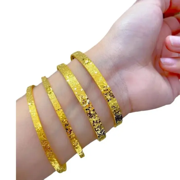 24k Gold Real 9999 Golden Broken Bingbing Bangles Flash Solid Bracelet Women's Temperament Fine Jewelry Set Ring Bracelet 5