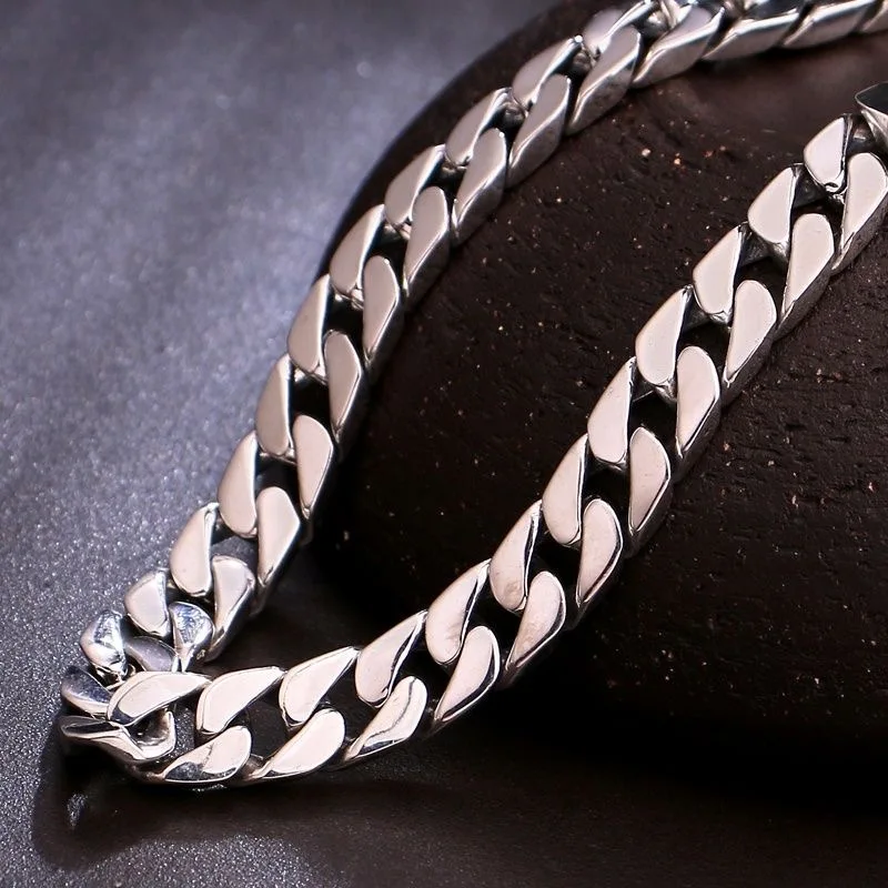 Real Solid S925 Sterling Silver Bracelet For Men Women Punk Couple Jewelry Authentic S925 Silver Bracelet Certified Jewelry
