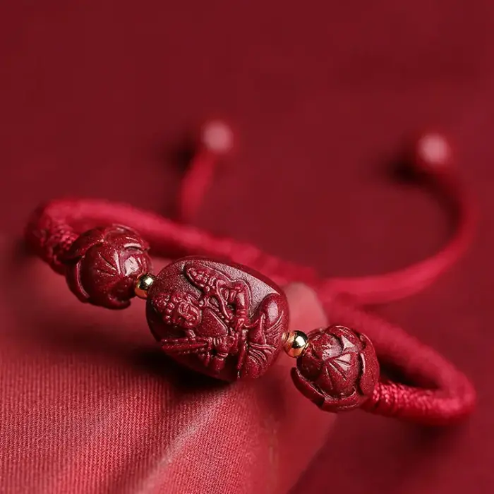 Cinnabar Chinese Zodiac Benmingfo Beaded Bracelet Men and Women High-grade Hand Rope Amulet Lucifer Treasure JewelryGood luck 6