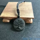Natural Genuine Obsidian Life Tree Necklace Pendant Healing Crystal Guardian Jade Pendant Male and Female Jade Necklace Jewelry 2