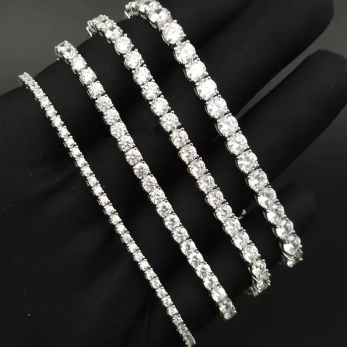 Dainty Full Moissanite Tennis Bracelet 18k Gold Plated 925 Sterling Silver D Color Lab Created Diamond Bracelet for Women Men 2