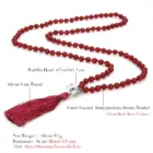 8mm Natural Carnelian Beaded Knotted Necklace Meditation Yoga Blessing Jewelry 108 Japamala Rosary Buddha Head Pendant 5