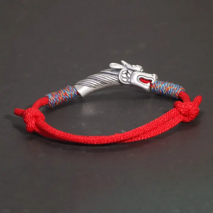 Handwoven 999 Sterling Silver Charm Lucky Red String Bracelet Dragon Men and Women's Jewelry 4 Handwoven 999 Sterling Silver Charm Lucky Red String Bracelet Dragon Men and Women's Jewelry 4
