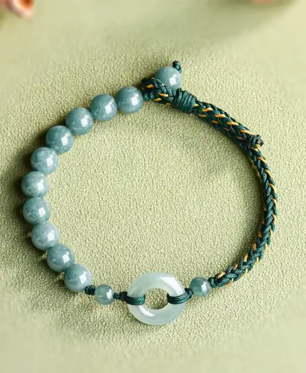 Handmade Stringing Of Beads Lucky Guardian Bracelet Natural A Goods Jade Blue Water Jade Ring Bracelet Peace Amulet 1