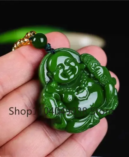 Chinese Green Jade Maitreya Buddha Pendant Necklace Charm Jadeite Jewelry Carved Amulet Fashion Accessories Gifts for Women Men 1 Chinese Green Jade Maitreya Buddha Pendant Necklace Charm Jadeite Jewelry Carved Amulet Fashion Accessories Gifts for Women Men 1
