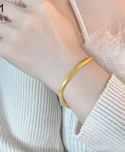 AU999 24K Gold Snake Bone Bracelet for Women: Exquisite Elegance Wrapped Around Your Wrist 4