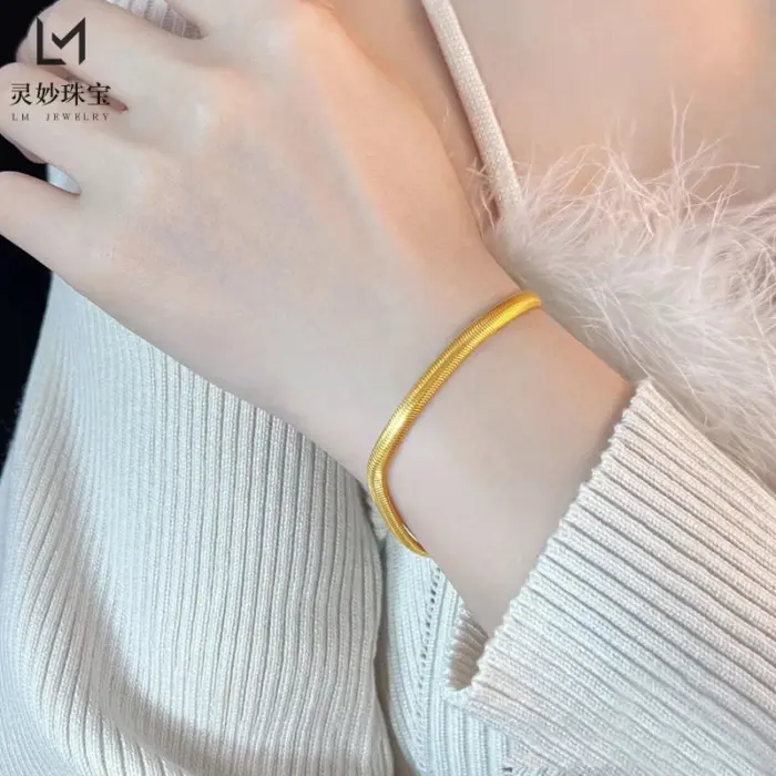AU999 24K Gold Snake Bone Bracelet for Women: Exquisite Elegance Wrapped Around Your Wrist 4