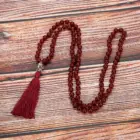 8mm Natural Carnelian Beaded Knotted Necklace Meditation Yoga Blessing Jewelry 108 Japamala Rosary Buddha Head Pendant 1