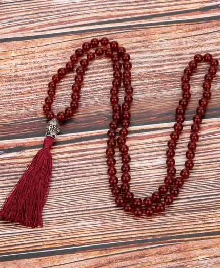 8mm Natural Carnelian Beaded Knotted Necklace Meditation Yoga Blessing Jewelry 108 Japamala Rosary Buddha Head Pendant 1 8mm Natural Carnelian Beaded Knotted Necklace Meditation Yoga Blessing Jewelry 108 Japamala Rosary Buddha Head Pendant 1