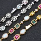 NUOYA Multi Colored Opal Geometric Women Bracelet 18k Gold Plated Diamond Accent Luxurious Hip hop Boutique Jewelry 4
