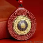 Natural Mineral Vermilion Sand Nine Eight Trigrams Pendant Necklace Jewelry Chinese Healing Women Men Lucky Gift Sweater Chain 3