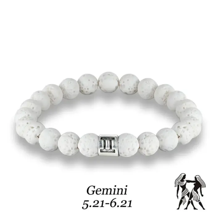 New 12 Zodiac Signs 8mm Beads Bracelets Handmade Vintage White Lava Stone Beads Elastic Bracelets Jewelry For Men Women Jewelry 2