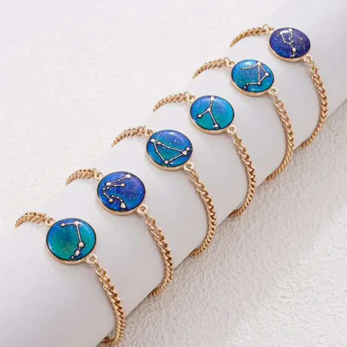 Zodiac Bracelet for Women 12 Constellation Sign Bracelet Color Changing Bracelet Temperature Sensing Mood Jewelry 3