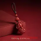 Customized Cinnabar Lotus Pixiu Key Chain Organic Jewellery Carved Fashion Chinese Charm Gifts Amulet Bag Buckle Pendant Red 4