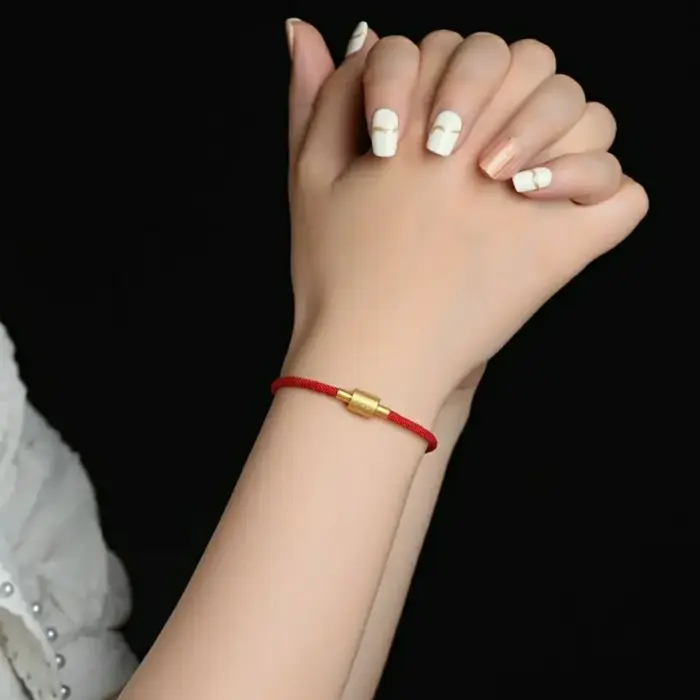 2025 New Snake Zodiac Red Rope Bracelet Fashion Brand Birth Year Hand Woven Men And Women Couple Plated Real 24K Gold Lucky Bead 4