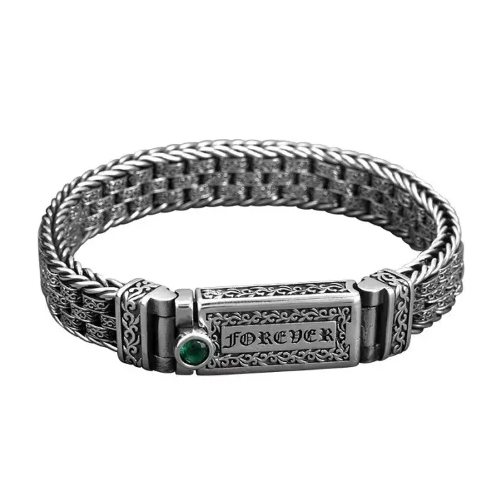 100% Real Solid S925 Silver Punk Retro Men's Lucky Bracelet Silver Tide Creative Personality Jewelry Chain Birthday Gift 6 100% Real Solid S925 Silver Punk Retro Men's Lucky Bracelet Silver Tide Creative Personality Jewelry Chain Birthday Gift 6