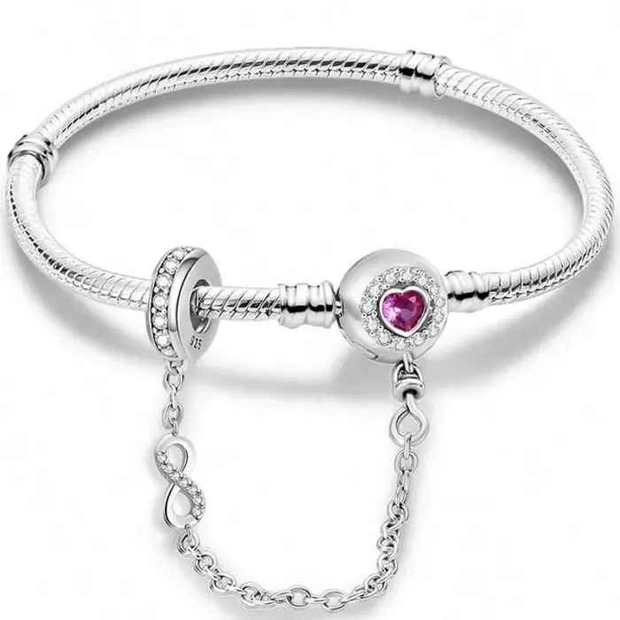925 Sterling Silver Personalized Simple Love Heart Claw Bracelet DIY Bead Making Fit Original Bracelets Fine Jewelry Gift 3