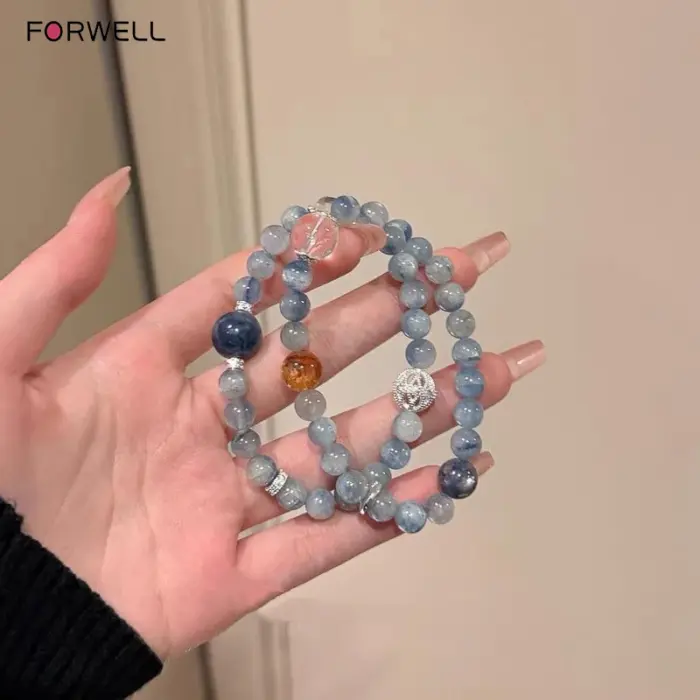 FORWELL Lucky Bracelets Blue Crystal Luxury Long Bracelets Vintage Hands Jewelry Bead String Bracelet for Women Exquisite 4