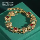 Vintage Jewelry Lucky Toad Bracelets For Women Green Red Agate Antique Gold Color Charm 2025 Accessories Mothers Day Gift New 1