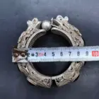 ancient Green Jade Inlaid Tibetan Silver Cuff Bracelet Fashion Personality Jewelry Double Dragon Skeleton Bangles Women 2