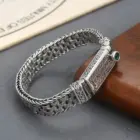 100% Real Solid S925 Silver Punk Retro Men's Lucky Bracelet Silver Tide Creative Personality Jewelry Chain Birthday Gift 3