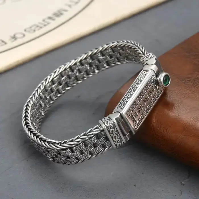 100% Real Solid S925 Silver Punk Retro Men's Lucky Bracelet Silver Tide Creative Personality Jewelry Chain Birthday Gift 3 100% Real Solid S925 Silver Punk Retro Men's Lucky Bracelet Silver Tide Creative Personality Jewelry Chain Birthday Gift 3