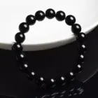 Natural Black Agates Beads Bracelet Women Men Genuine Black Onyx Natural Stone 6mm 8mm Smooth Round Beads Lucky Energy Jewelry 4