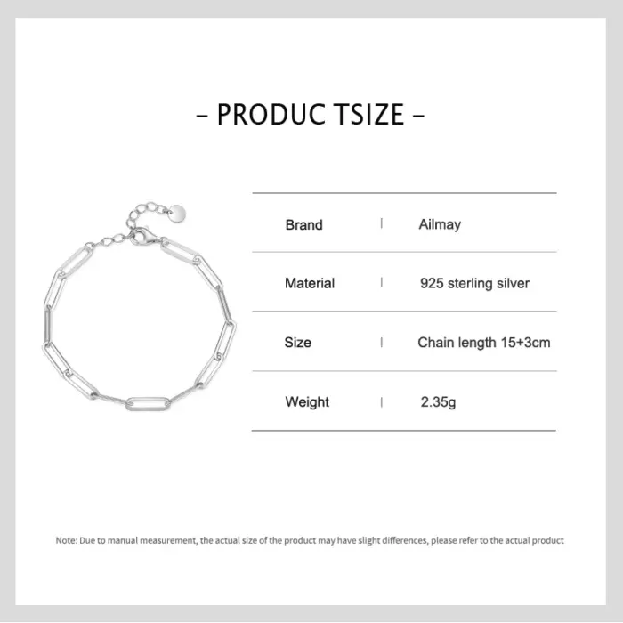 Ailmay 925 Sterling Silver Simple Hollow Out Geometric Bracelets for Women Trendy Chain Bracelets Party Accessories Fine Jewelry 5