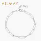 Ailmay 925 Sterling Silver Simple Hollow Out Geometric Bracelets for Women Trendy Chain Bracelets Party Accessories Fine Jewelry 1