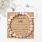 Libra Pink Zebra Stone Beads Bracelet 12 Zodiac Constellation Signs Charm Braided Bracelets for Women Birthday Gift Jewelry 4