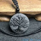 Natural Genuine Obsidian Life Tree Necklace Pendant Healing Crystal Guardian Jade Pendant Male and Female Jade Necklace Jewelry 1