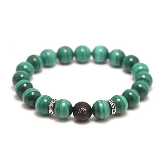 Natural Malachite Beads Bracelet Lotus Meditation Sandalwood Bead 925 Sterling Silver Accessories Jewelry for Men and Women 1 Natural Malachite Beads Bracelet Lotus Meditation Sandalwood Bead 925 Sterling Silver Accessories Jewelry for Men and Women 1