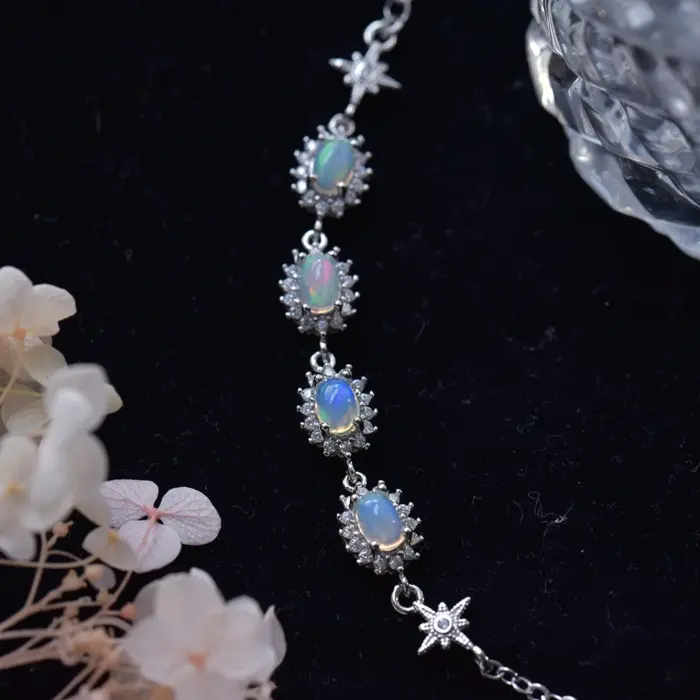 ITSMOS Natural Blue Green Opal Silver Bracelet Lucky wheel Pendant Swing Charm Bangle Classic Jewelry for women special Gift 4 ITSMOS Natural Blue Green Opal Silver Bracelet Lucky wheel Pendant Swing Charm Bangle Classic Jewelry for women special Gift 4