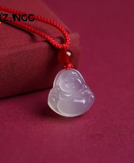 Natural Agate Chalcedony Pendant Peace Buckle Maitreya Buddha Gourd Small Fox Pendant Personality Jewelry Lucky Amulet Gift 3
