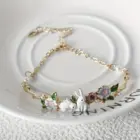 Cute bunny flower bracelet, pearl zodiac animal bracelet, cute, kawaii, Easter gift 3