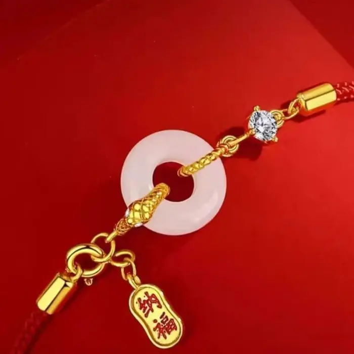 【A-Beautiful】Fashion Lucky Red Rope Snake Pendant Bracelet For Women Chinese Zodiac Snake Year Braided Bracelets New Year Gifts 5