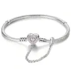925 Sterling Silver Personalized Simple Love Heart Claw Bracelet DIY Bead Making Fit Original Bracelets Fine Jewelry Gift 2