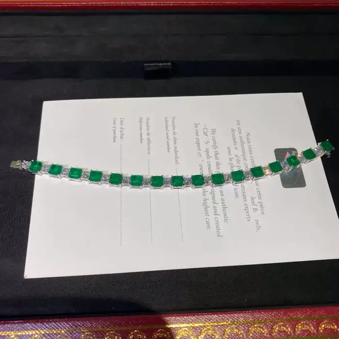 15-18cm 925 Sterling Silver Synthesis Colombian Emerald Bracelets for Women S925 Silver Carbon Diamond Chain Bracelet Bangles 4