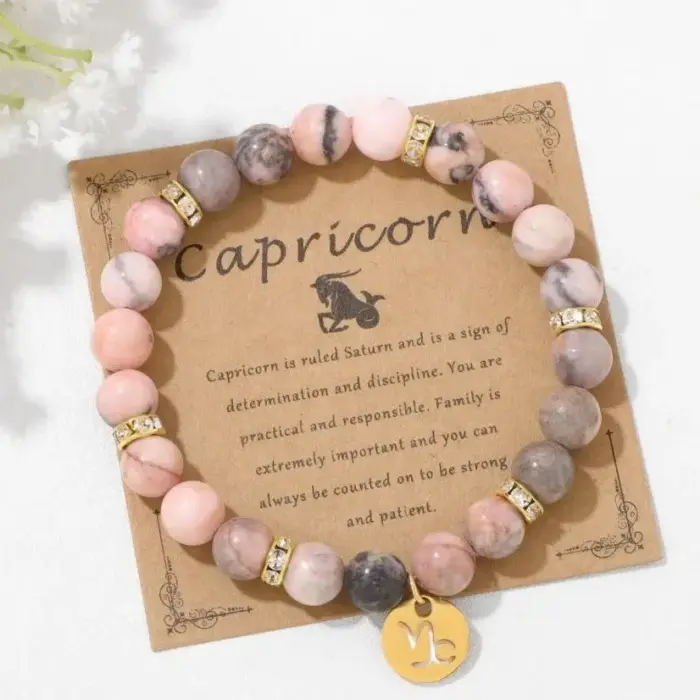 MHS.SUN 12 Zodiac Sign Bead Bracelets With Card Natural Stone Constellation Stainless Steel Bangles Women Men Jewelry Gift 1 MHS.SUN 12 Zodiac Sign Bead Bracelets With Card Natural Stone Constellation Stainless Steel Bangles Women Men Jewelry Gift 1