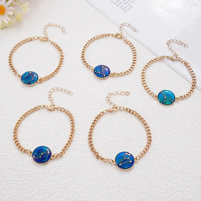 Zodiac Bracelet for Women 12 Constellation Sign Bracelet Color Changing Bracelet Temperature Sensing Mood Jewelry 5