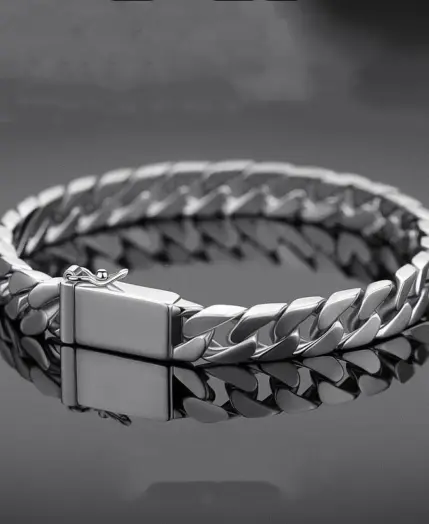 Real Solid S925 Sterling Silver Bracelet For Men Women Punk Couple Jewelry Authentic S925 Silver Bracelet Certified Jewelry 4