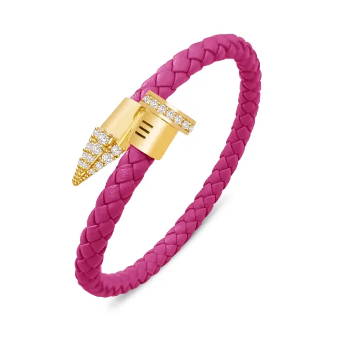MOONLIGHT Genuine Braided Leather Bracelet for Woman High Quality Classic Cubic Zirconia Nail Bracelet Female Jewelry Gifts 6 MOONLIGHT Genuine Braided Leather Bracelet for Woman High Quality Classic Cubic Zirconia Nail Bracelet Female Jewelry Gifts 6