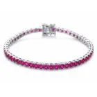 YLMyself 925 Silver Tennis Bracelet For Women, 3mm Ruby Or Sapphire Cubic Zircon, 15–20CM, Elegant Wedding Jewelry Gift 1