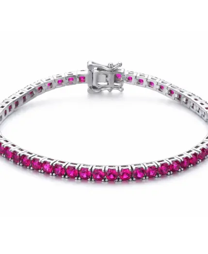 YLMyself 925 Silver Tennis Bracelet For Women, 3mm Ruby Or Sapphire Cubic Zircon, 15–20CM, Elegant Wedding Jewelry Gift 1 YLMyself 925 Silver Tennis Bracelet For Women, 3mm Ruby Or Sapphire Cubic Zircon, 15–20CM, Elegant Wedding Jewelry Gift 1